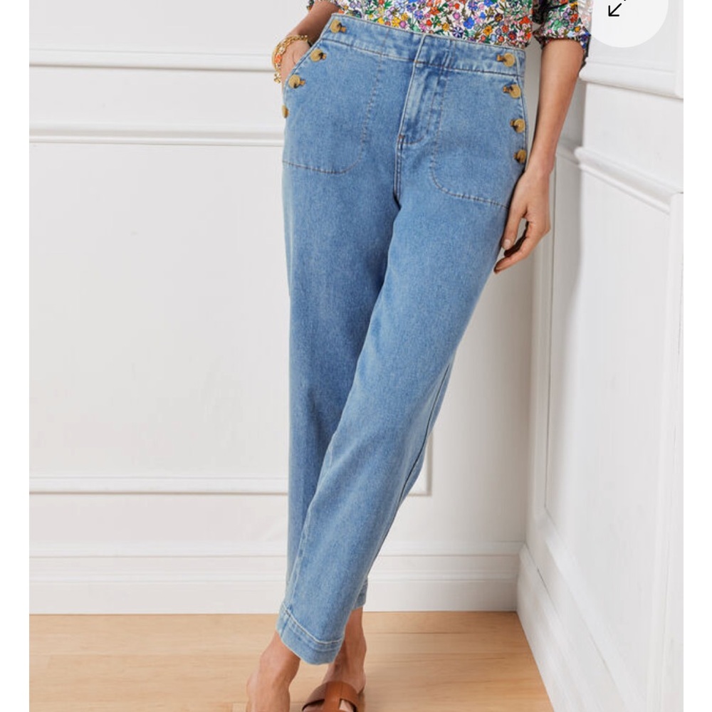 Talbots Sailor Jean Womens 4 Blue‎ Mystic Wash High Rise Straight Ankle Denim